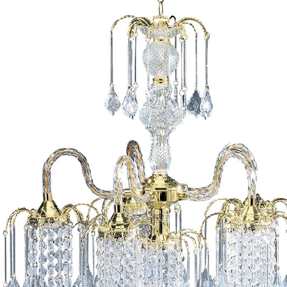 Two Tier Crystal and Gold Hanging Chandelier Light. Picture 3