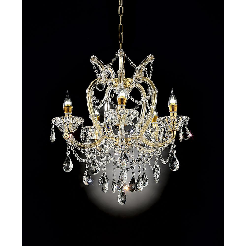 Five Light Glam Gold and Faux Crystal Chandelier. Picture 2