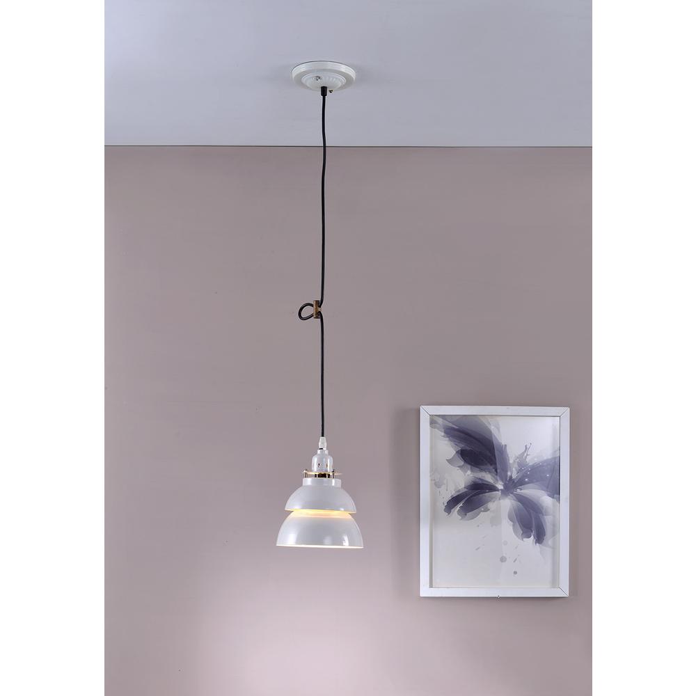 Industrial Two Tier White Metal Hanging Light. Picture 2