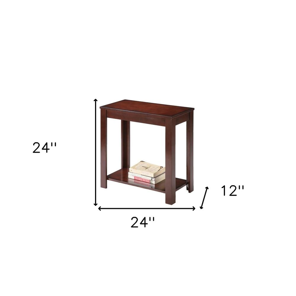 24" Brown End Table With Shelf. Picture 6