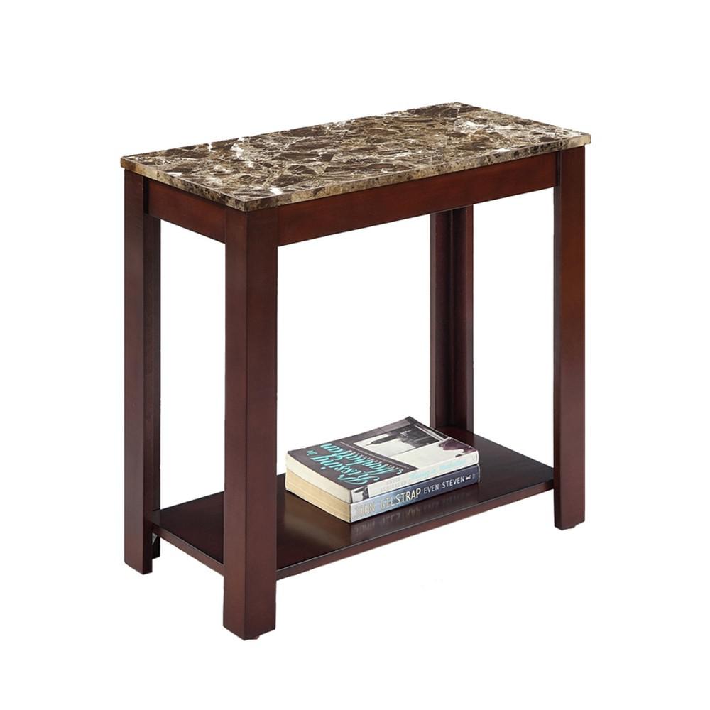 24" Brown Faux Marble End Table With Shelf. Picture 1