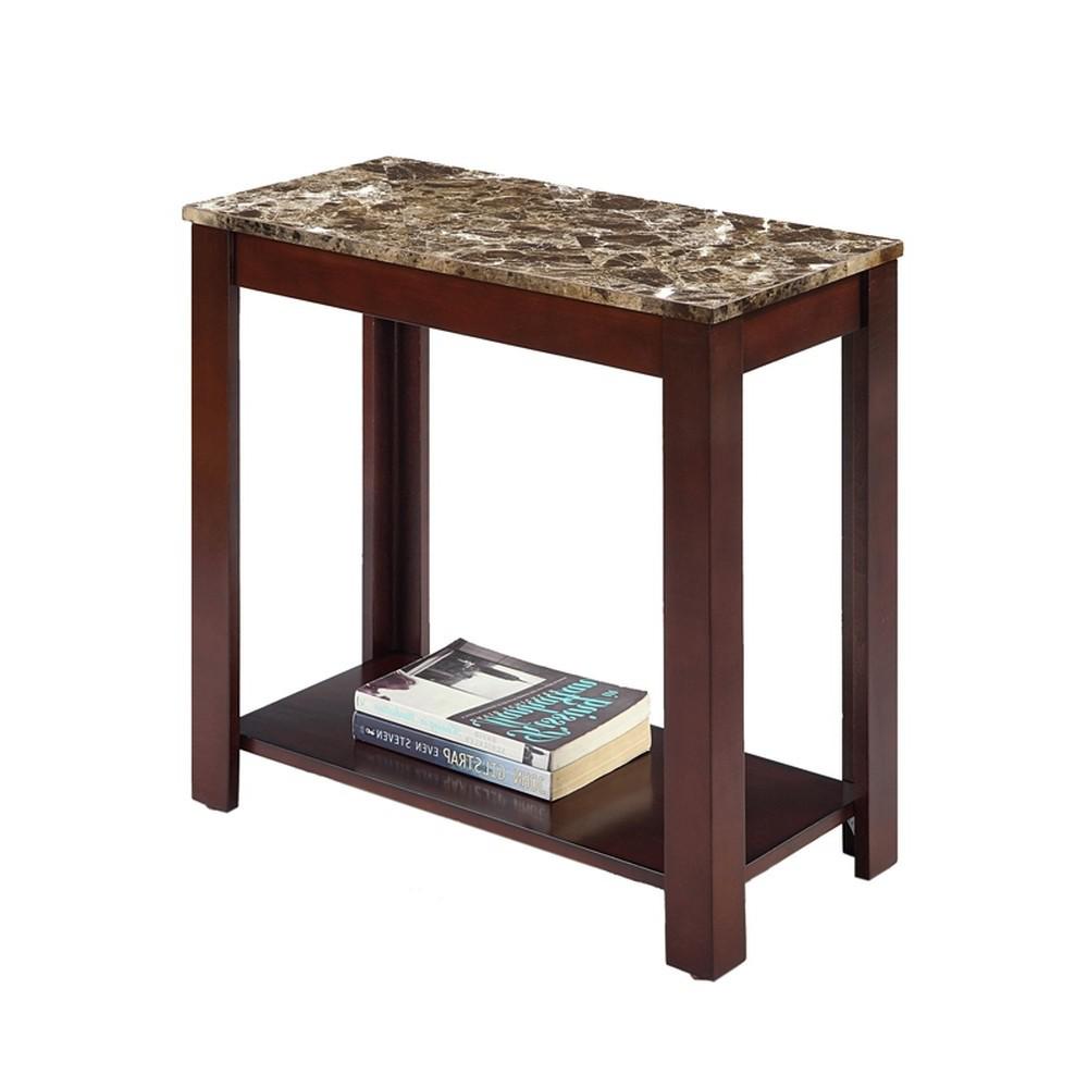 24" Brown Faux Marble End Table With Shelf. Picture 2
