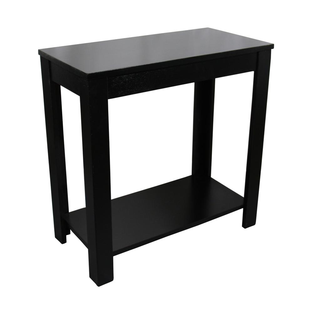 24" Black End Table With Shelf. Picture 1
