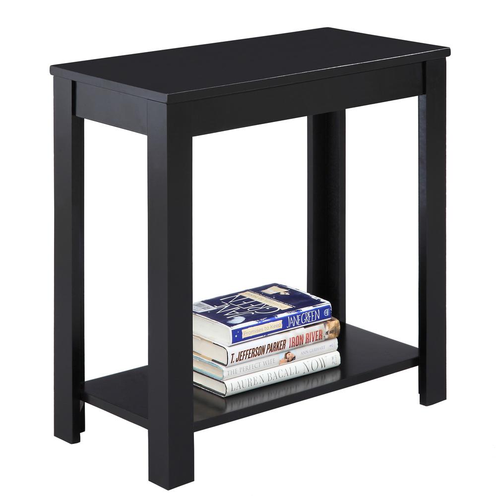 24" Black End Table With Shelf. Picture 2