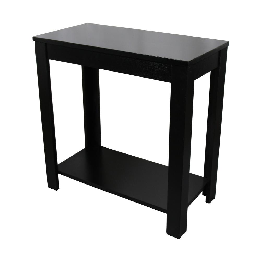 24" Black End Table With Shelf. Picture 3