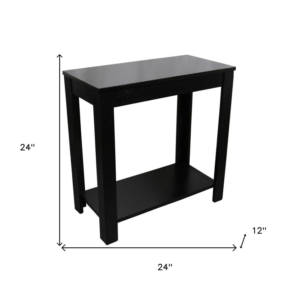 24" Black End Table With Shelf. Picture 8