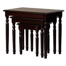 Set Of Three 19" Dark Brown Wood Rectangular Nested Tables. Picture 1