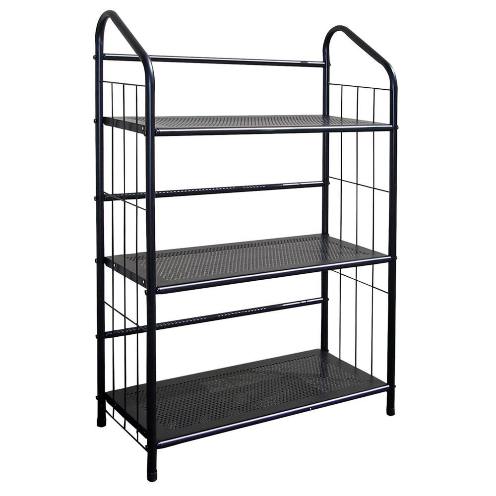Black 3 Shelf Metal Standing Book Shelf. Picture 2