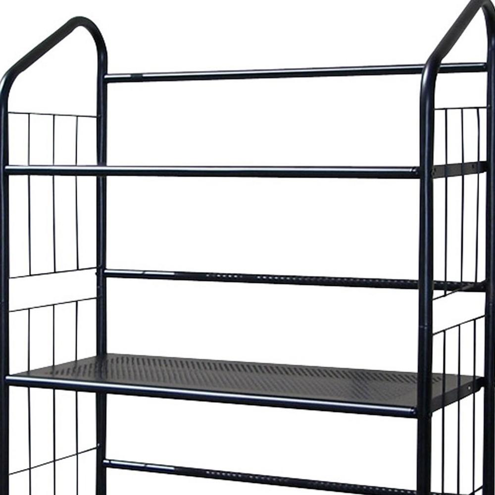 Black Four Shelf Metal Standing Book Shelf. Picture 3