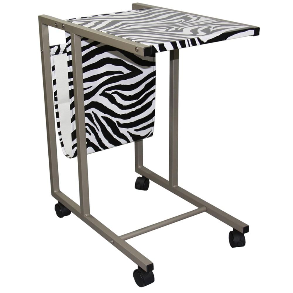 Modern Zebra Print Metal Laptop Cart And Desk. Picture 1