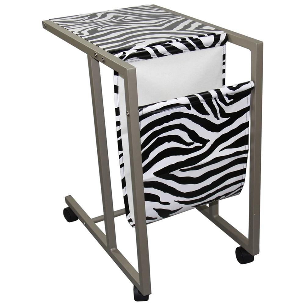 Modern Zebra Print Metal Laptop Cart And Desk. Picture 2