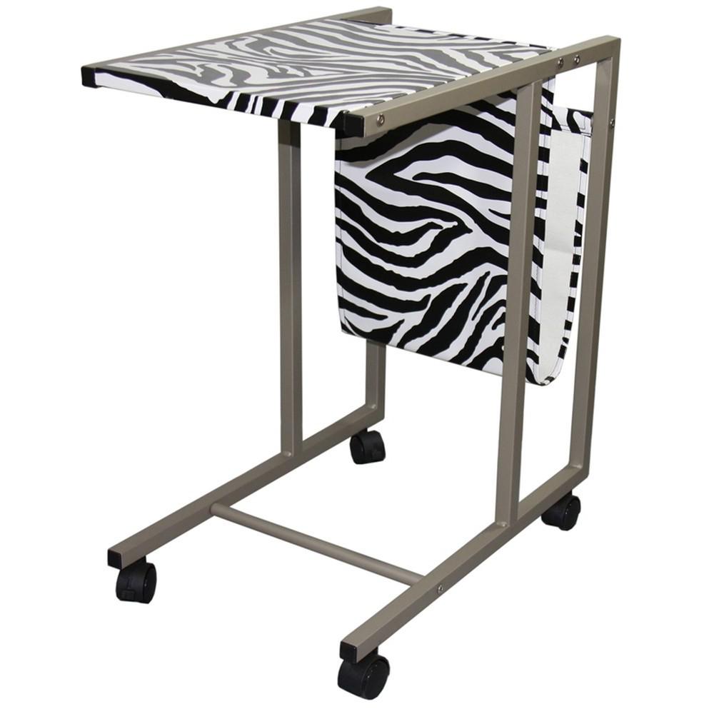 Modern Zebra Print Metal Laptop Cart And Desk. Picture 3
