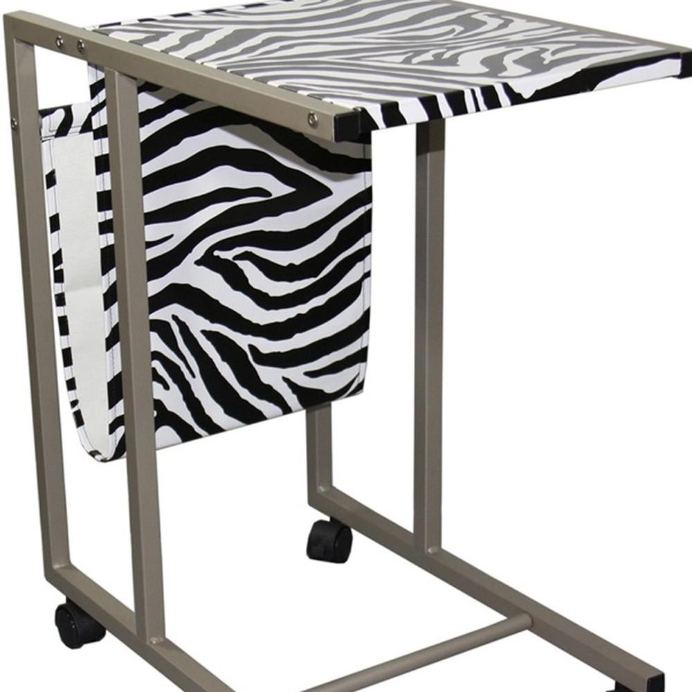 Modern Zebra Print Metal Laptop Cart And Desk. Picture 4