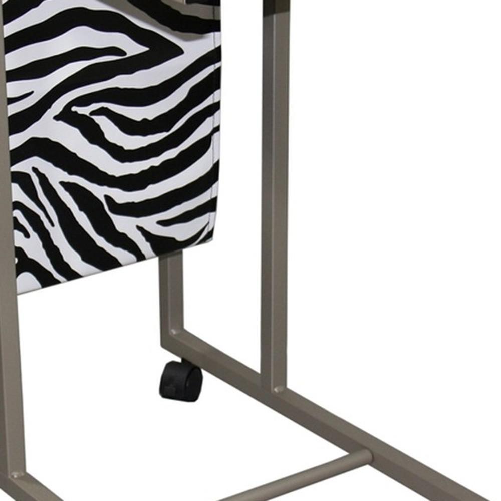 Modern Zebra Print Metal Laptop Cart And Desk. Picture 5