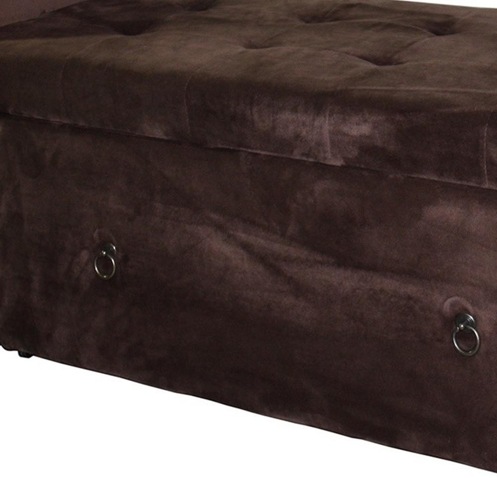 Brown Suede Shoe Storage Bench with Drawer. Picture 5