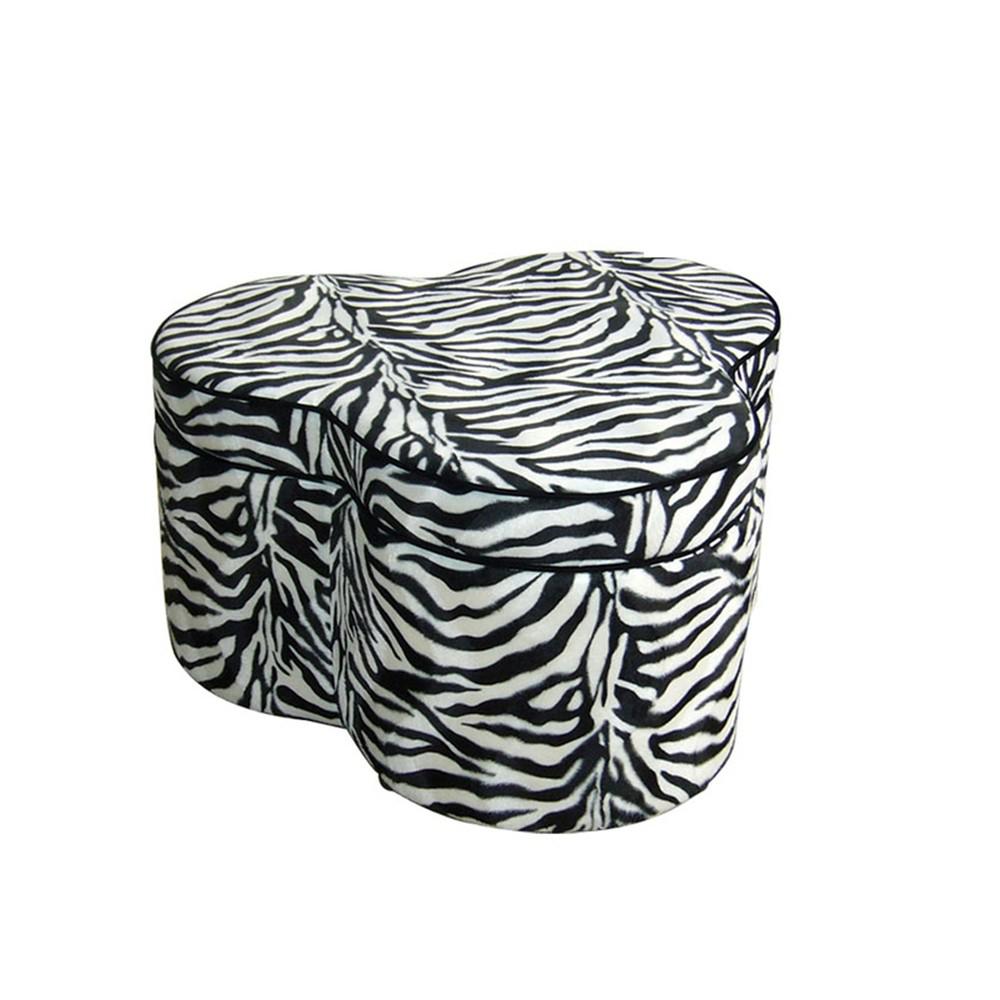 28" Black And White Polyester Blend Specialty Animal Print Storage. Picture 1