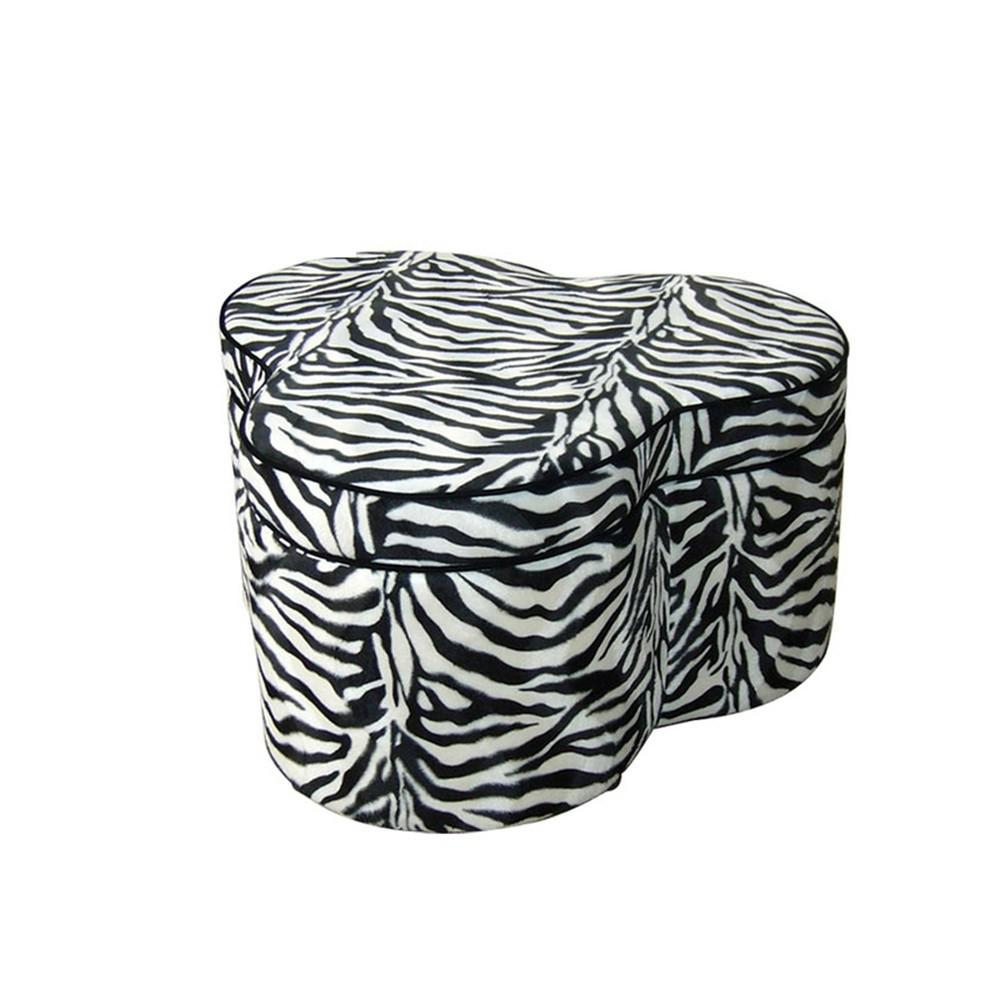 28" Black And White Polyester Blend Specialty Animal Print Storage. Picture 2