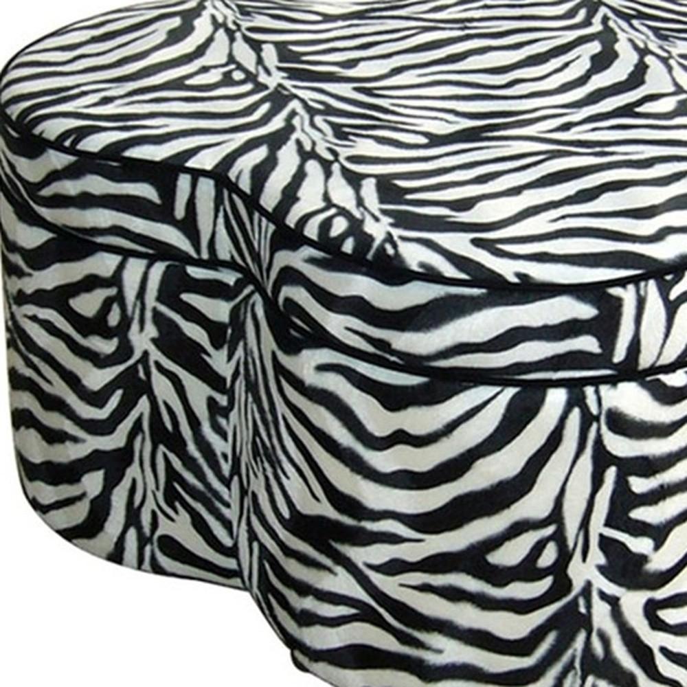 28" Black And White Polyester Blend Specialty Animal Print Storage. Picture 4