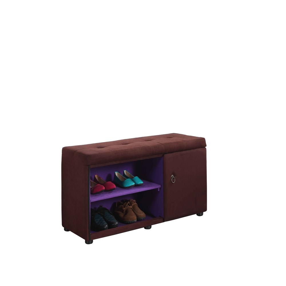 Brown and Purple Tufted Shoe Storage Bench. Picture 4