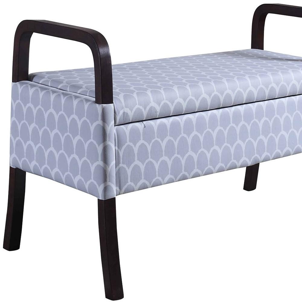 17" Black And Gray Upholstered 100% Polyester Trellis Entryway Bench. Picture 5