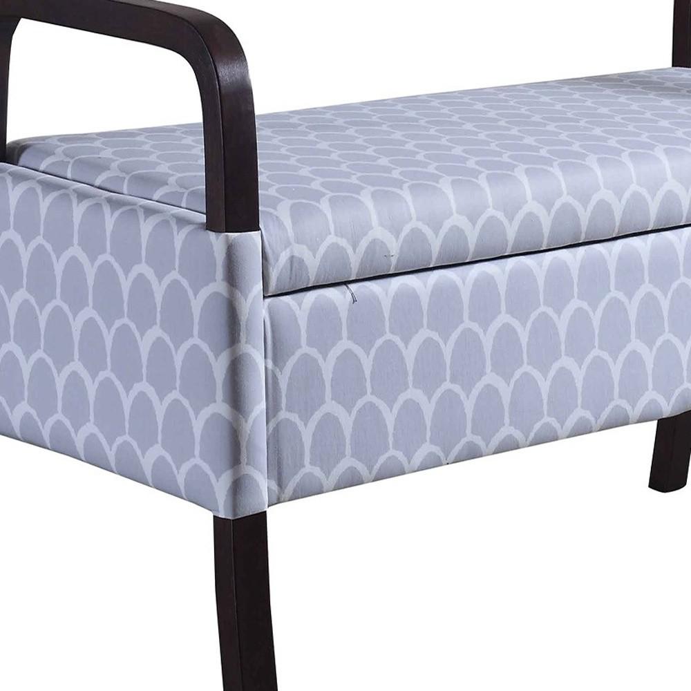17" Black And Gray Upholstered 100% Polyester Trellis Entryway Bench. Picture 6