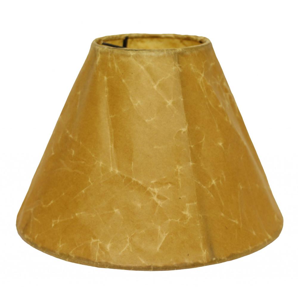 8" Brown Slanted Empire Crinkle Oil Paper Lampshade. Picture 1