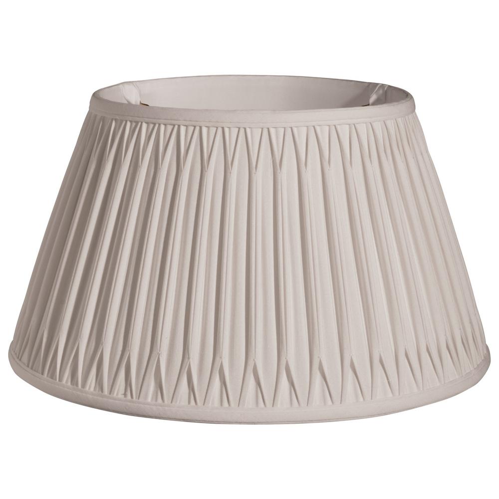 19" Cream Shallow Drum Smocked Shantung Lampshade. Picture 2