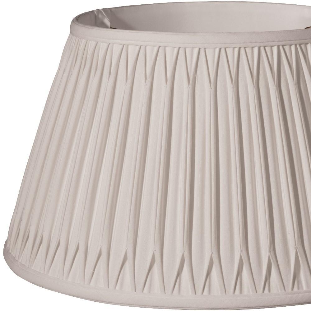 19" Cream Shallow Drum Smocked Shantung Lampshade. Picture 4