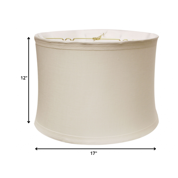 17" Snow Drum Trimmed Linen Lampshade. Picture 3