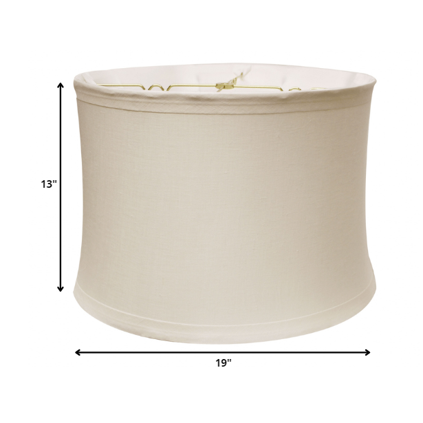 19" Snow Drum Trimmed Linen Lampshade. Picture 3