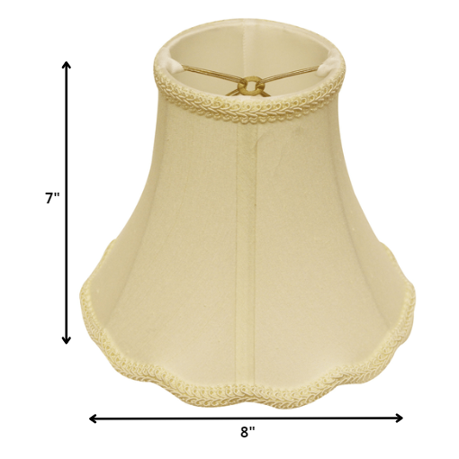 8" Ivory Slanted Scallop Bell Monay Shantung Lampshade. Picture 2