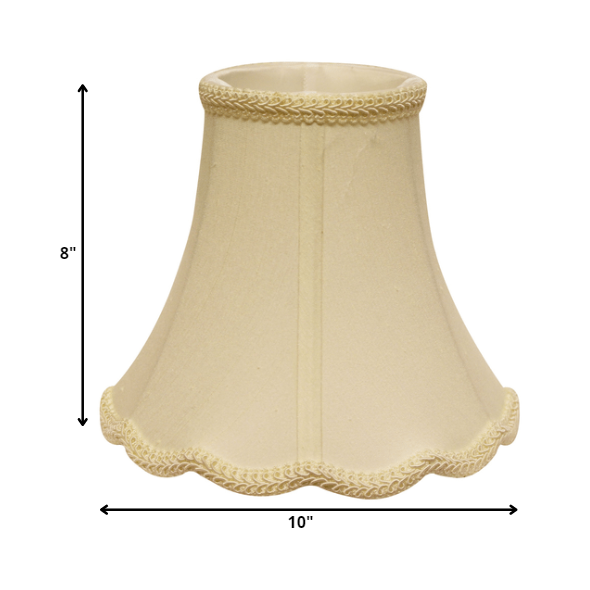 10" Ivory Slanted Scallop Bell Monay Shantung Lampshade. Picture 3