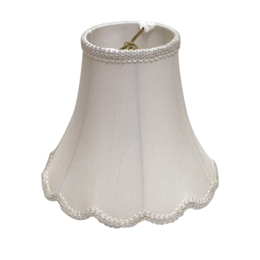 14" White Slanted Scallop Bell Monay Shantung Lampshade. Picture 2