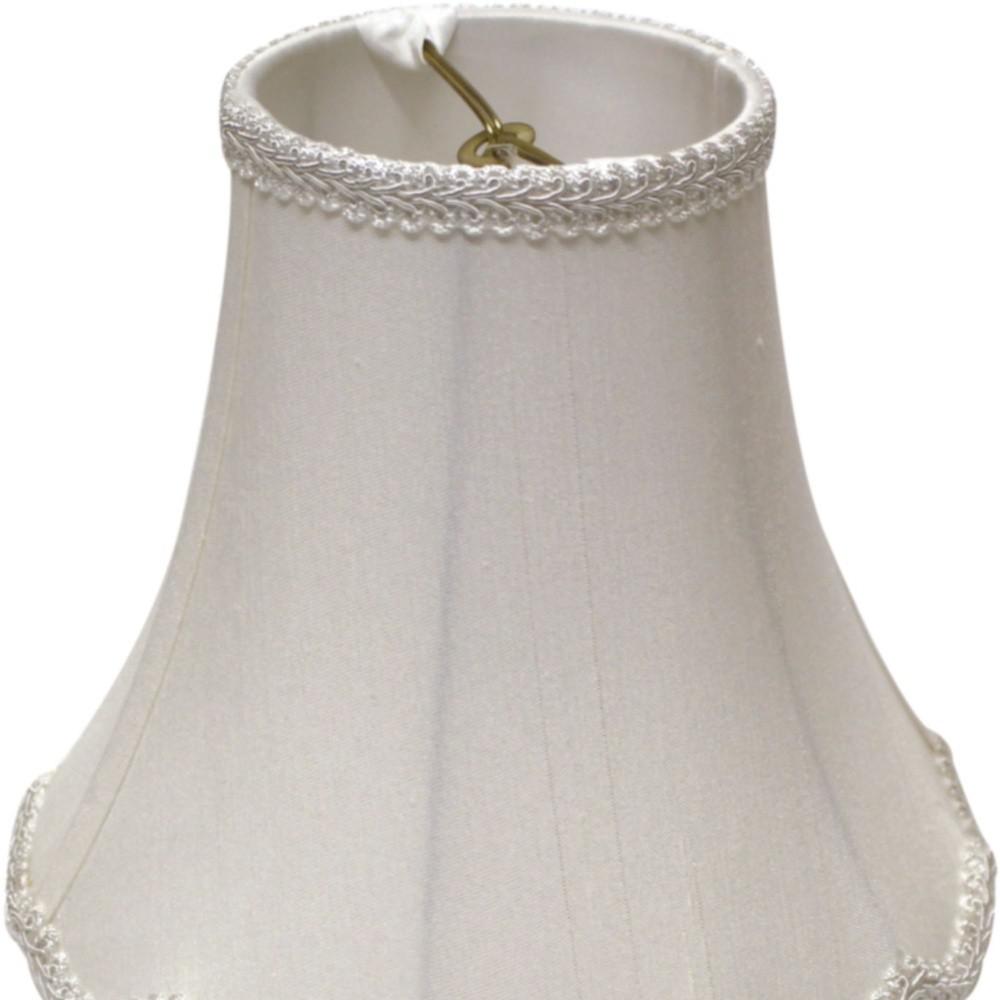 14" White Slanted Scallop Bell Monay Shantung Lampshade. Picture 5
