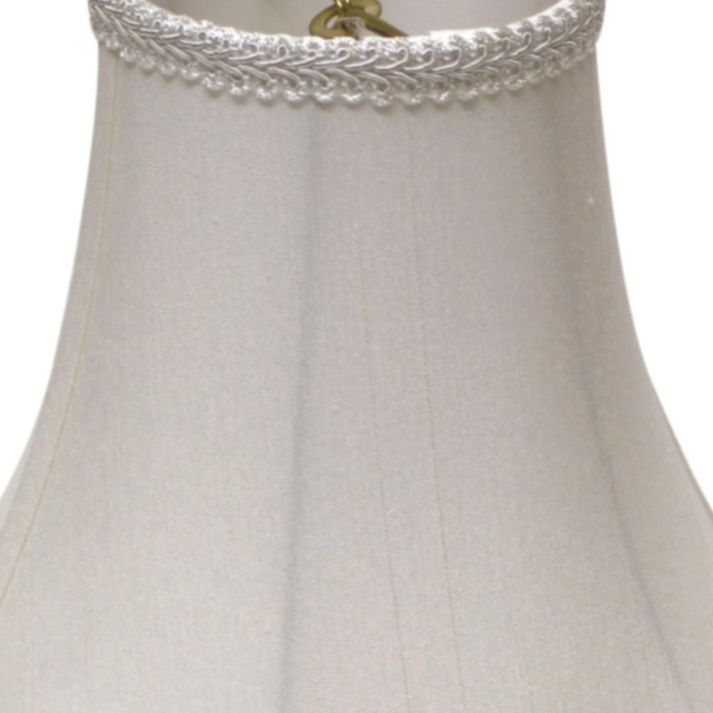 14" White Slanted Scallop Bell Monay Shantung Lampshade. Picture 6
