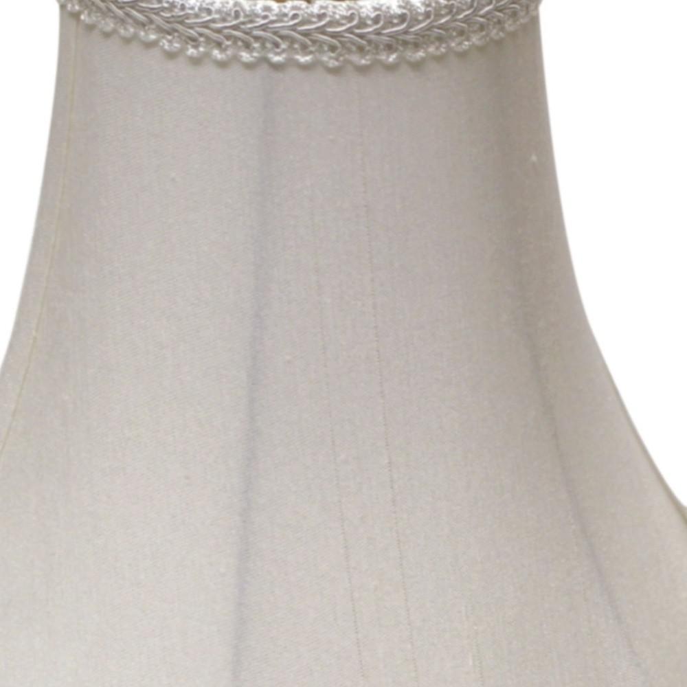 14" White Slanted Scallop Bell Monay Shantung Lampshade. Picture 9