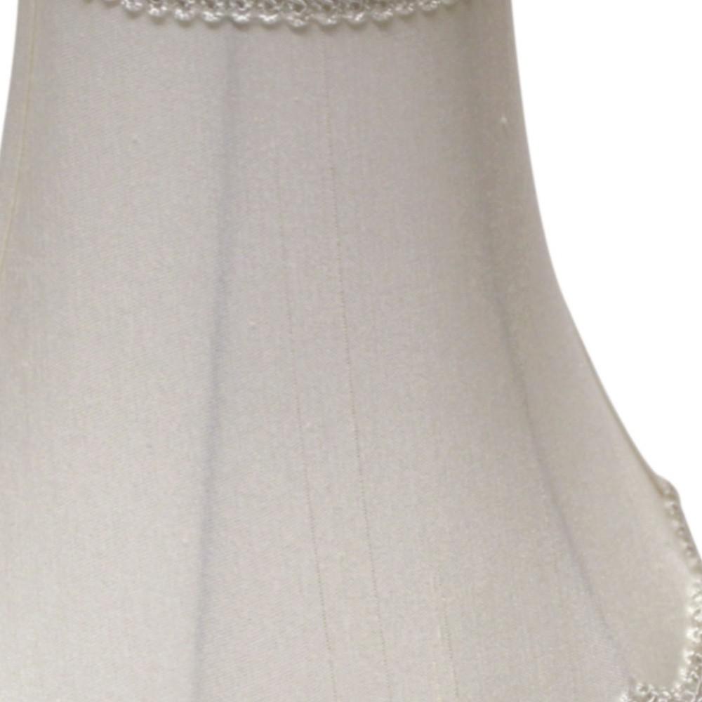 16" White Slanted Scallop Bell Monay Shantung Lampshade. Picture 6