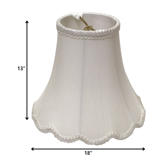 18" White Slanted Scallop Bell Monay Shantung Lampshade. Picture 3