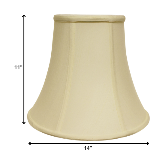 14" Ivory Premium Bell Monay Shantung Lampshade. Picture 2