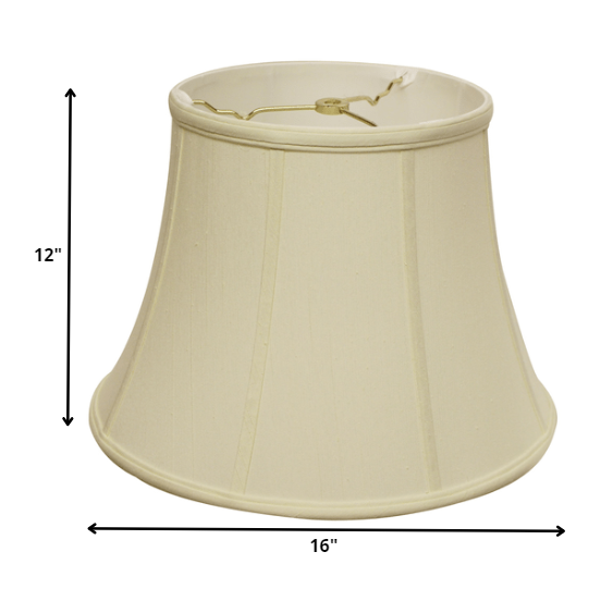 16" Ivory Altered Bell Monay Shantung Lampshade. Picture 2