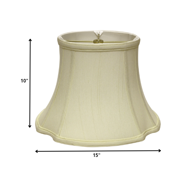 15" Ivory Reversed Oval Monay Shantung Lampshade. Picture 3