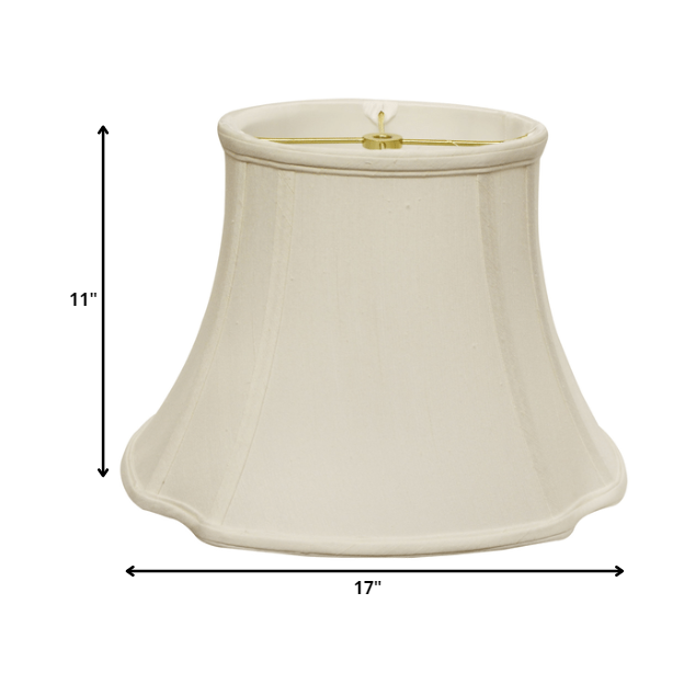 17" White Reversed Oval Monay Shantung Lampshade. Picture 2