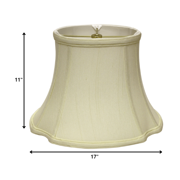 17" Ivory Reversed Oval Monay Shantung Lampshade. Picture 2
