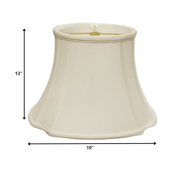 19" White Reversed Oval Monay Shantung Lampshade. Picture 2