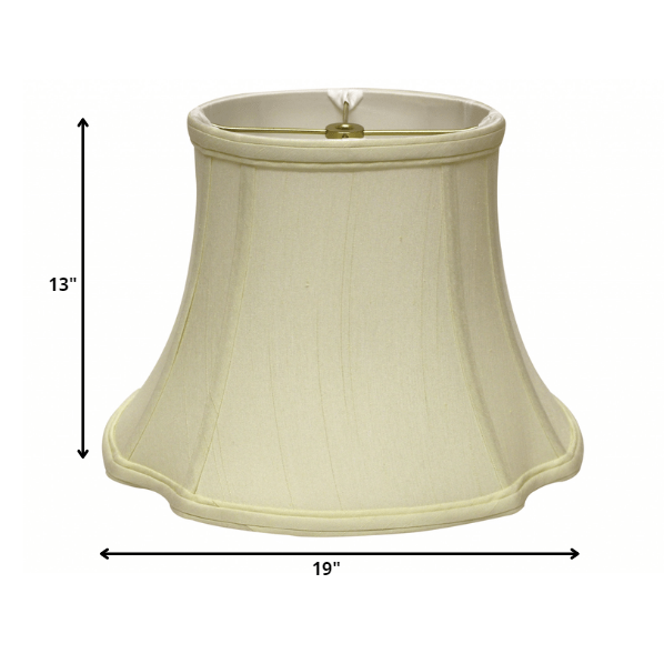 19" Ivory Reversed Oval Monay Shantung Lampshade. Picture 2