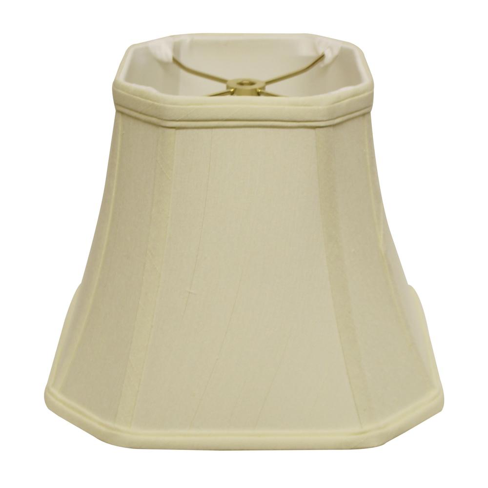 10" Ivory Slanted Square Bell Monay Shantung Lampshade. Picture 1