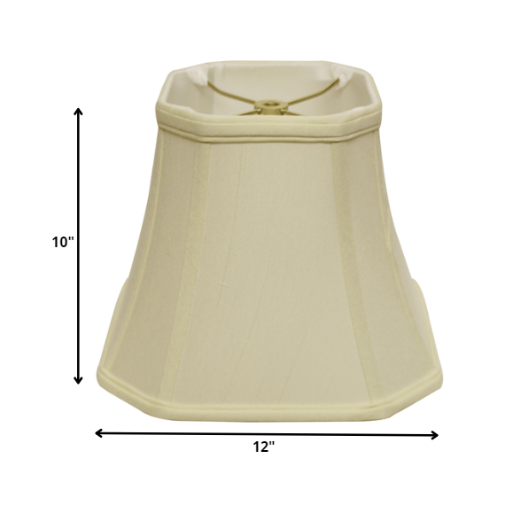 12" Ivory Slanted Square Bell Monay Shantung Lampshade. Picture 3