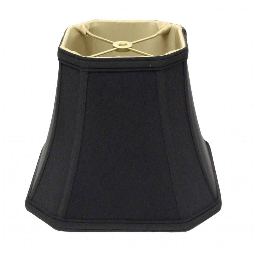 14" Black with Bronze Lining Slanted Square Bell No Slub Lampshade. Picture 1