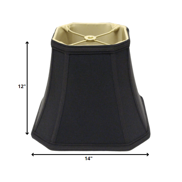 14" Black with Bronze Lining Slanted Square Bell No Slub Lampshade. Picture 3