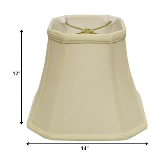14" Ivory Slanted Square Bell Monay Shantung Lampshade. Picture 3